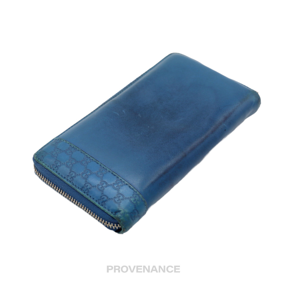 🔴 Gucci Long Zip Wallet - Blue MicroGuccissima Leather - Picture 3 of 8